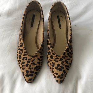 Zara leopard pony hair block heel